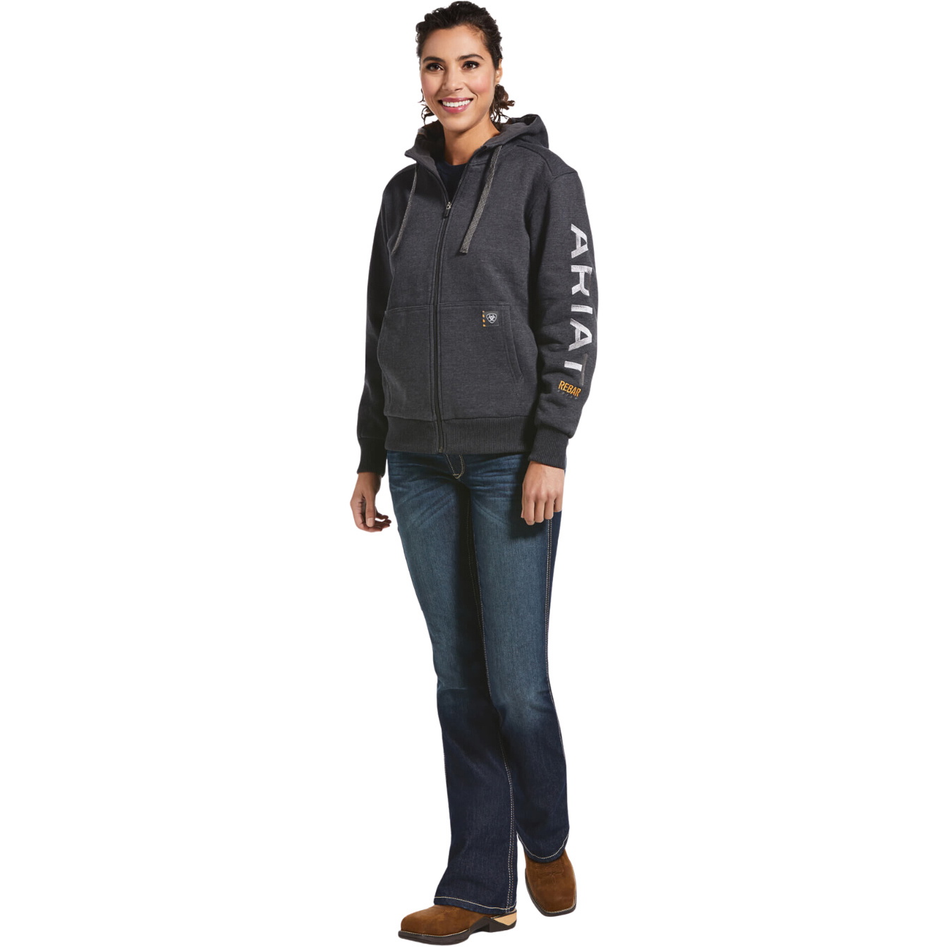 2026 Ariat Womens Rebar All-Weather Full Zip Hoodie 10032910 - Charcoal Heather
